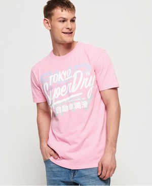 Superdry Ticket Type Pastel Férfi Pólók Rózsaszín | FIMCW3820